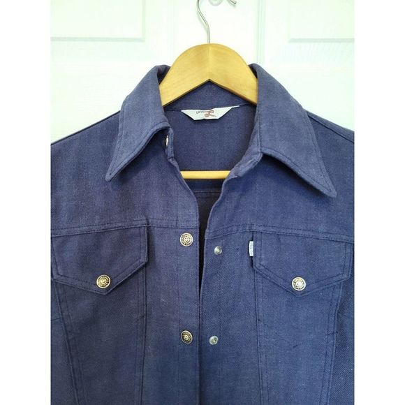 Vintage 60s 70s Levi's Jacket Button Down Navy Blue - Picture 3 of 11